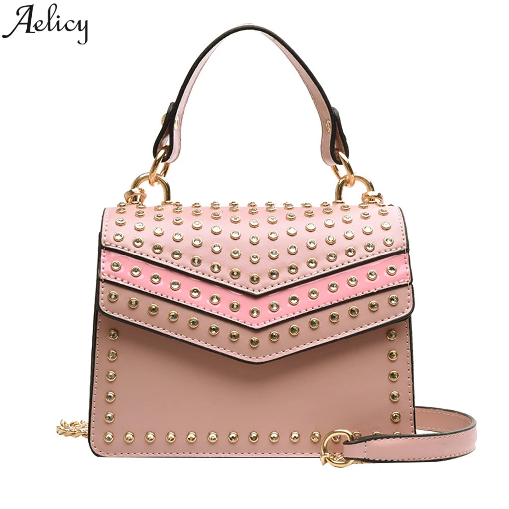 

Aelicy Women Charm Luxury Rivet Crack Chain Crossbody Sholder Hand Bag Minimalist Wild Bag Ladies Girl Shoulder Handbag