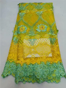 

Amazing flower cord net lace material French lace fabric with rhinestones for party dress ZQN107(5yards/lot)