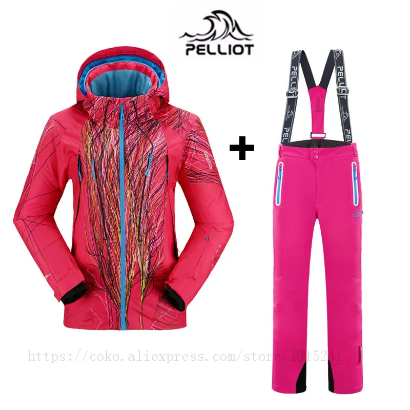 

Famous Brand Pelliot Women Ski Suits Jackets + Pants Warm Winter Waterproof Skiing Snowboarding Clothing Ski jacket+Pants Sets