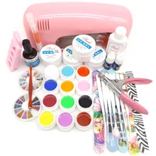 Pro 9 W УФ гель розовая лампа Сушилка 12 чистый УФ гель для верхнего слоя пилки для ногтей кисти щипчики для ногтей художественный набор наконечников