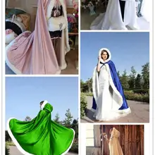 Накидка пальто с капюшоном Для женщин Свадебная накидка из искусственного меха зимняя куртка Длинные свадебные плащ