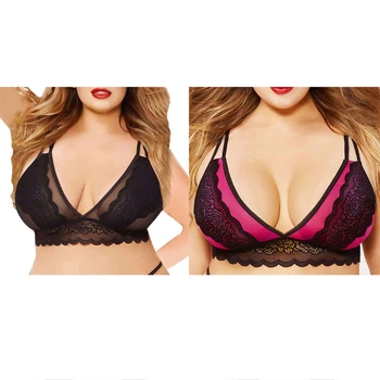 

Sexy Plus Size Bra Womens Seamless Push Up Lace Unlined Lingerie Bralette Mesh