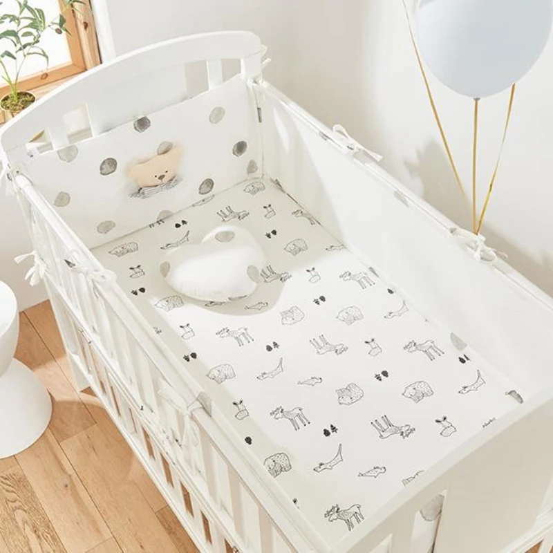 6pcs Set Baby Bedding Set Cotton Ruffle Pink Crib Mesh Cot Bumper