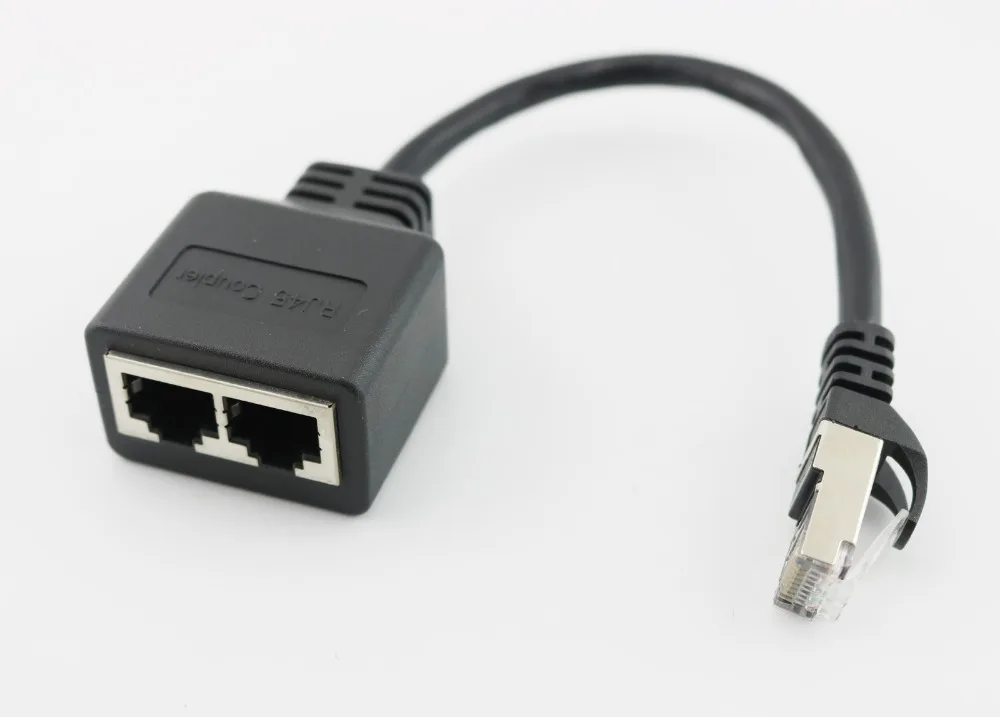 RJ45 CAT6//5 Male to 2 Female LAN Ethernet Network Splitter Coupler Adapter Cable