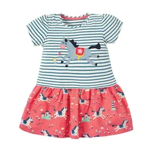 Little Maven/Новая летняя одежда для детей легкое платье из шифона в полоску с короткими рукавами и круглым вырезом для девочек от 1 до 6 лет, хлопковые платья для девочек