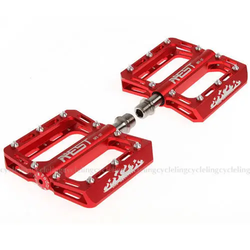 

AEST Bicycle MTB BMX Platform Flat Pedals CNC Titanium Spindle Ti Axle Red