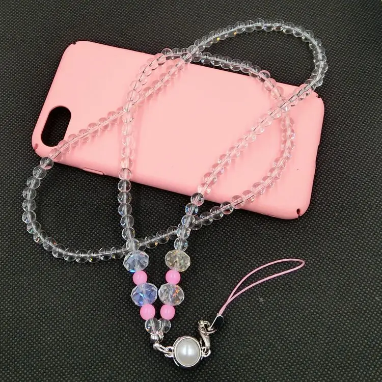 DHL for Bling Crystal Mobile Phone Lanyard Neck Strap Cute For iPhone ID Card Key Keycord Nekband Keychain Necklace Holder Porta