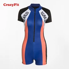 CrazyFit цельный Комплект для йоги синий однотонный пэчворк короткий рукав женская одежда для фитнеса и спортзала наборы для бега спортивная женская спортивная одежда