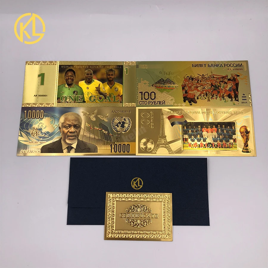 Водонепроницаемая Высококачественная Золотая банкнота для домашних животных с российским спортивным изображением для любителей футбола сувенирные подарки
