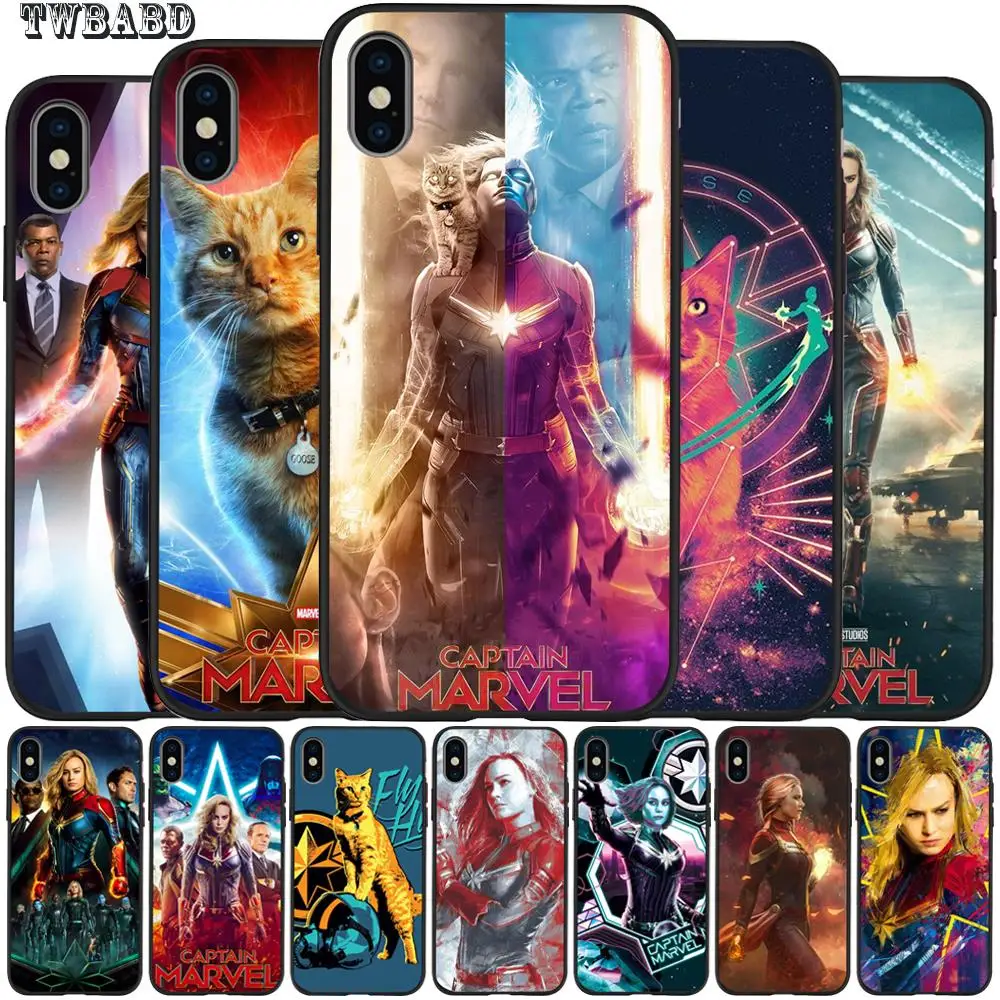 

For Cover iphone 8 7 X XS Max XR 6 7 8 Plus 5S SE Goose Soft Silicon Captain Marvel Protective Back Cover Fundas
