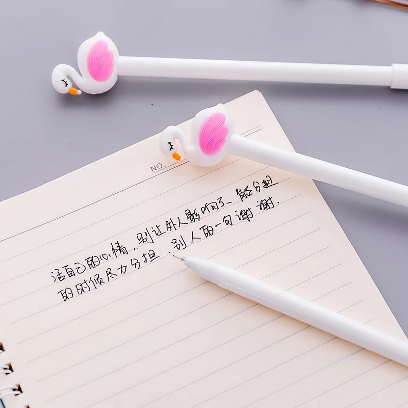 2 шт милые красивые Фламинго Лебеди гелевые ручки, кавайные канцелярские принадлежности ручки материал офисные школьные письменные принадлежности инструмент