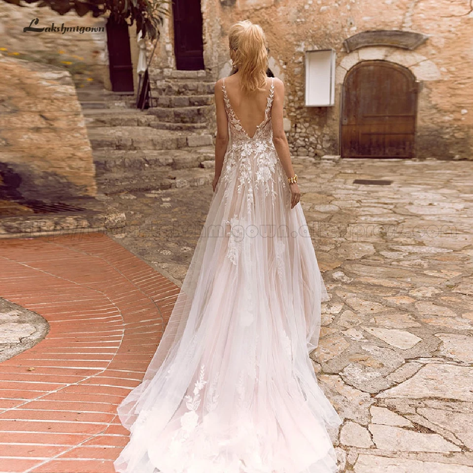 Женское богемное свадебное платье lakshmidress винтажное кружевное с розовой