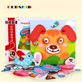 

Design Lovely wooden Variety of animal change puzzle toys educational Montessori teaching aids puzzle toys