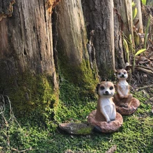 Мини Meerkat смола сад животные открытый искусственный сад украшения