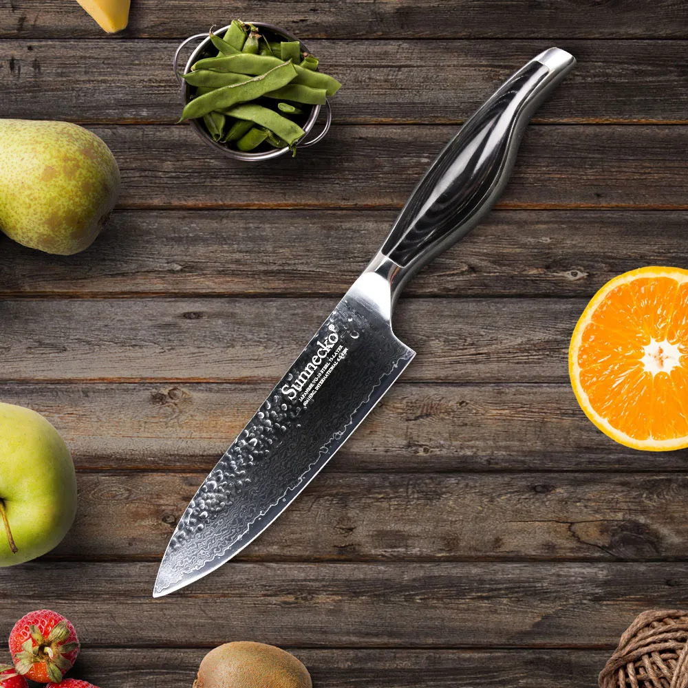 SUNNECKO 6" inch Chef's Knife kitchen knives apanese VG10 Damascus steel Razor Sharp Blade 60HRC Pakka Wood Handle Cooking Tools | Дом и