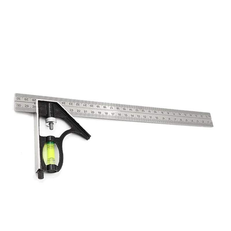 Precise Stainless Steel Measuring Tools Aluminium Combination Squares Ruler Level 12" (300mm)