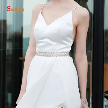 

Rose Gold Crystal Bridal Wedding Dress Belts Long Handmade Wedding Accessories Women Formal Dress Belt cinturon novia B16