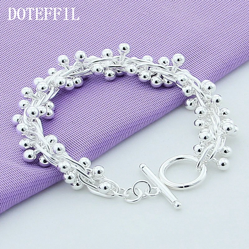 

New Silver 925 Grape Bead Charm Chain Bracelets & Bangles Wholesales Fashion Jewelry For Women