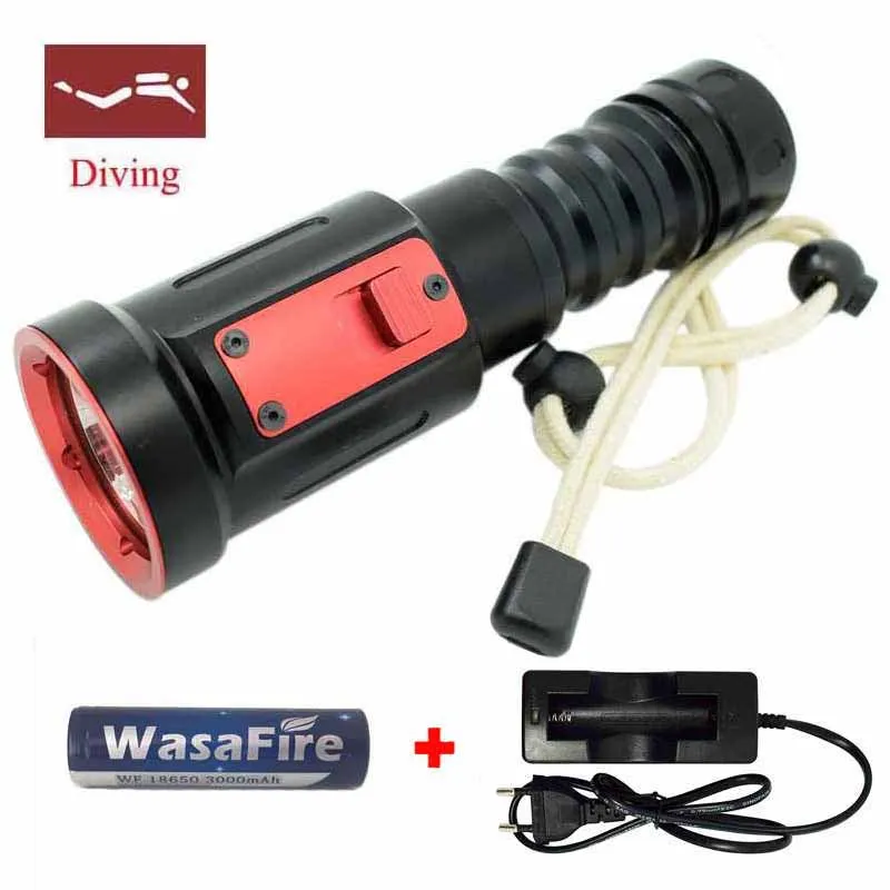 

5000 LM XML-L2 LED Diving Flashlight LED Diving Torch Lantern Waterproof 100m Diver Flash Light Lamp By 18650 Battery or 26650