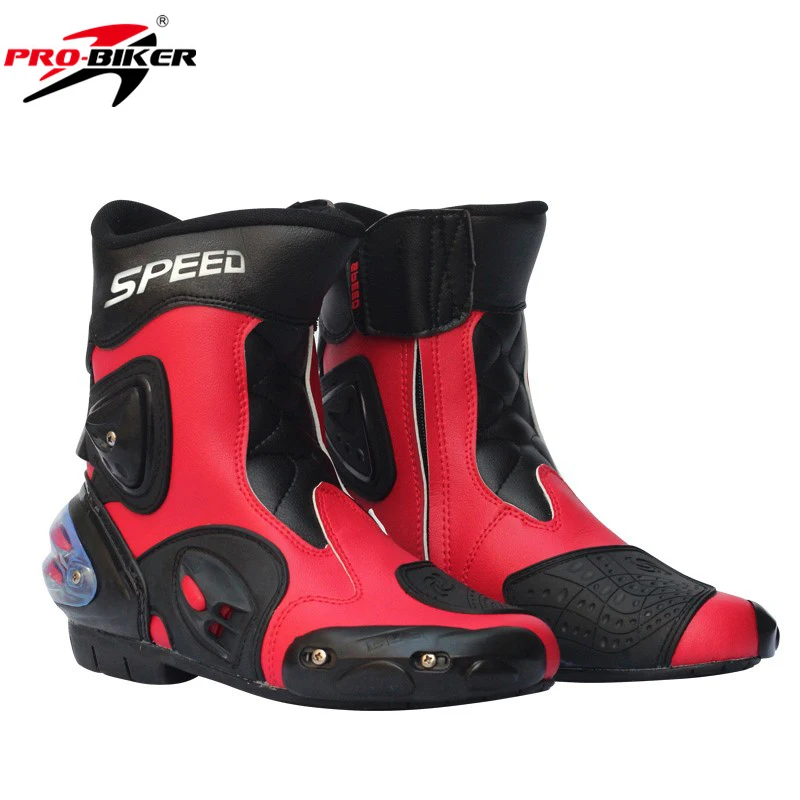 Botas de moto de cuero PU para hombre, botas de carreras de Motocross MX, zapatos de moto, equipo de protección de velocidad para bicicleta