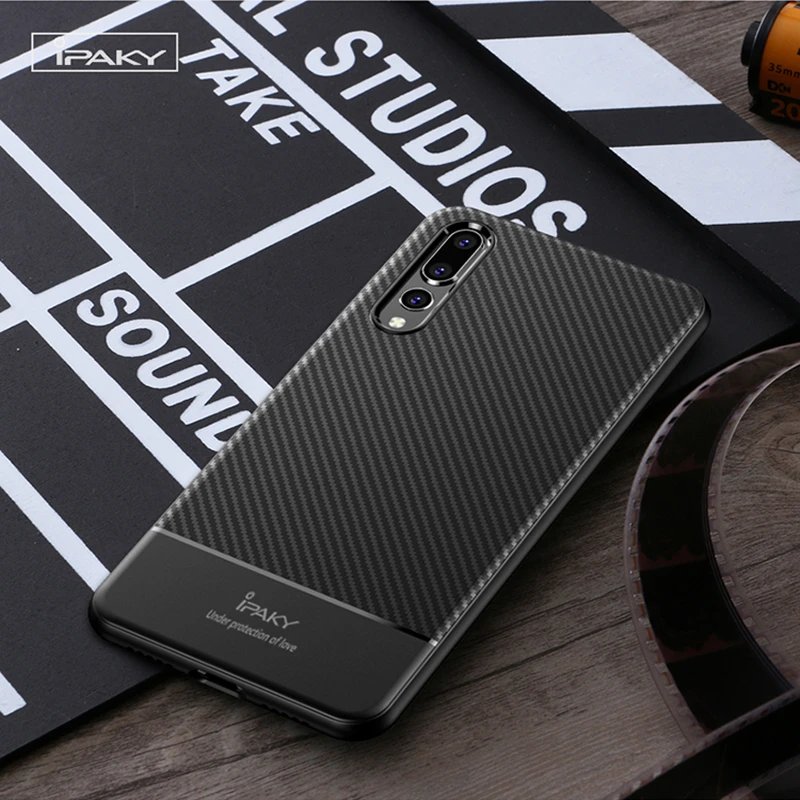 Чехол IPAKY для Huawei P20 чехол Lite Nova 3e твил силикон углеродное волокно Гибридный Pro