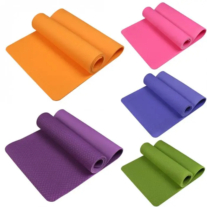 No-slip Yoga Mat 6mm TPE Sport Yoga Mat Fitness Pilates Gymnastics Widening Thickening Pad BB55