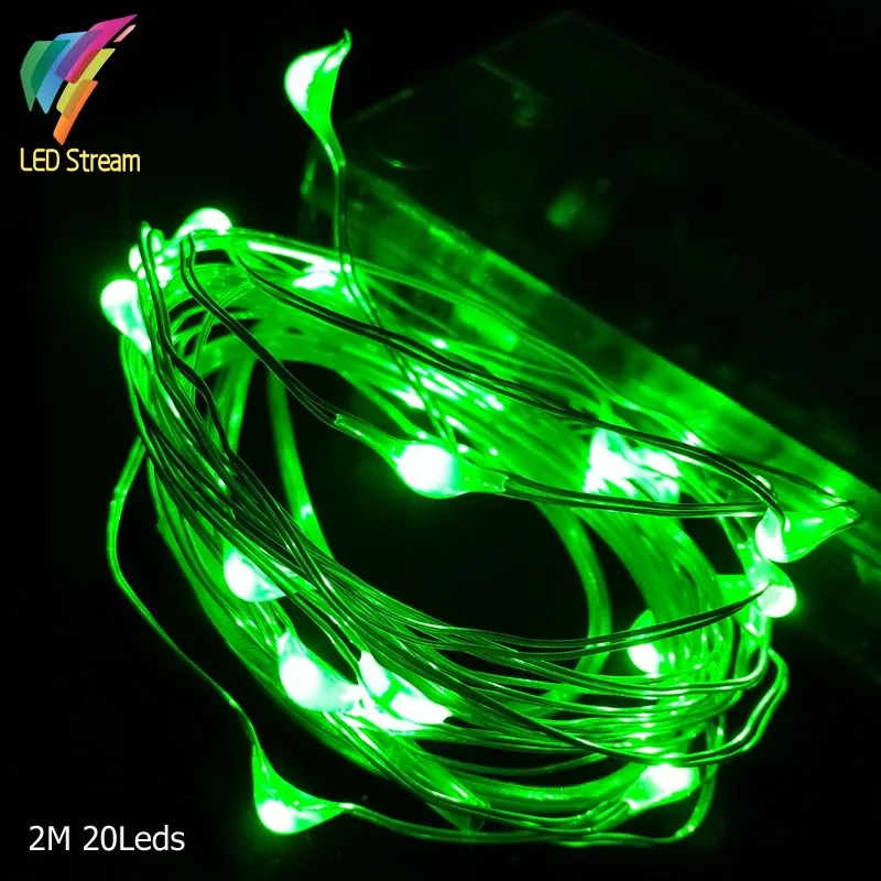 Green Led Mini Silver Wire String Lights 2M 20ledswire string lights