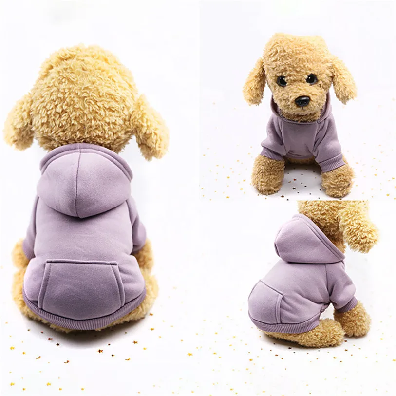 Winter Dog Coats Cotton Fleece Soft Wear Jackets With Cap And Pocket Chihuahua Pets Coats Clothes Solid Pets Supplies #F#40NV2 (15)