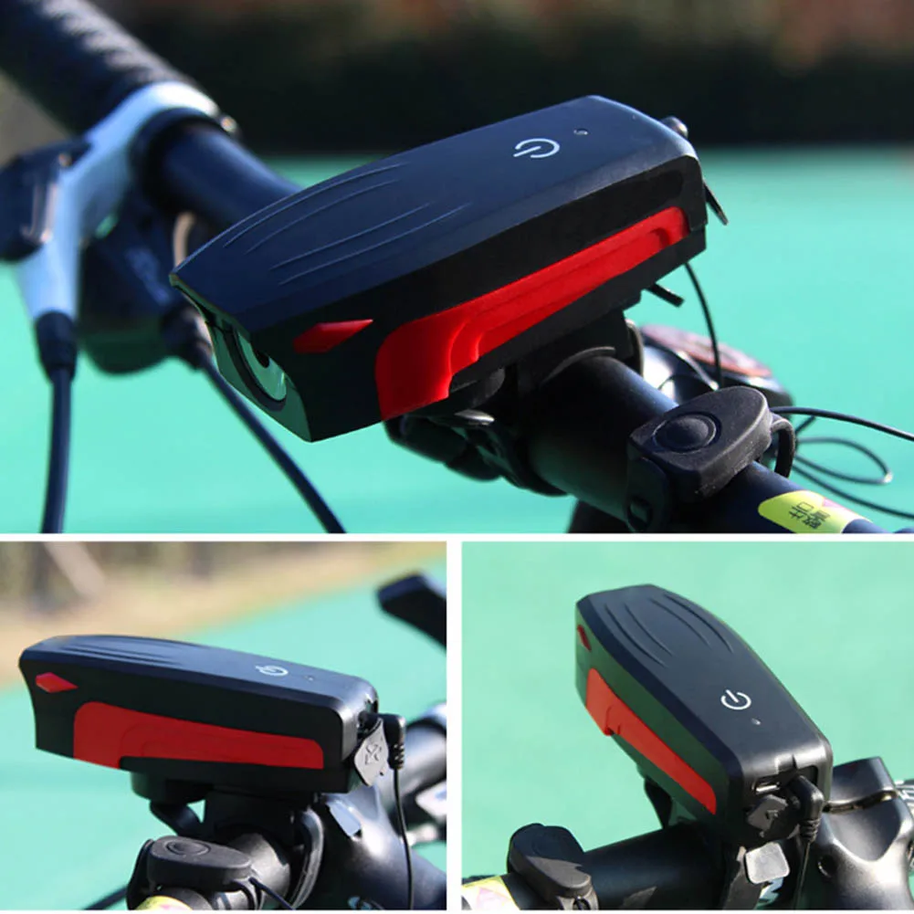 Cheap Newly Electric Loud MTB Bike Air Horn Ring Light Road Bike Handlebar 130db Bell Siren Cycling Front Lamp BFE88 3