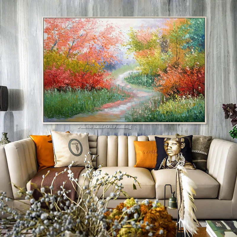 Abstract landscape Palette Knife oil painting Flower graden quadro ...