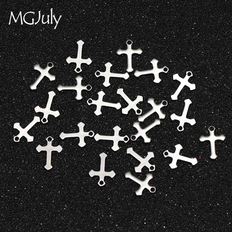 

20pc/Lot 12mm Jewelry Findings Stainless Steel Cross Pendant Handmade Bracelet Making Necklace Accessories Earring Parts AC010
