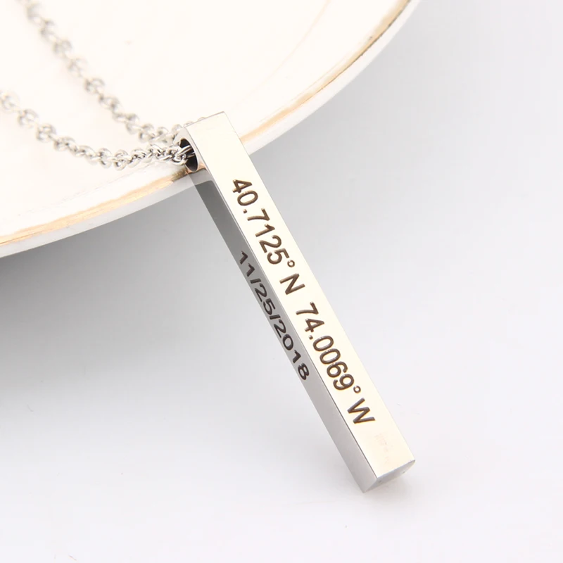 Ожерелье с подвеской в виде бара, ювелирное изделие, координатный подарок, gps, на большое расстояние, любовь, на память, личность, 2 стороны, ожерелье, подарки для девушки