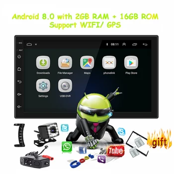 

Android 8.0 universal Car Radio 2 din car radio gps android 2GB RAM+16GB ROM DVD Player GPS NAVIGATION WIFI Bluetooth MP5 Player