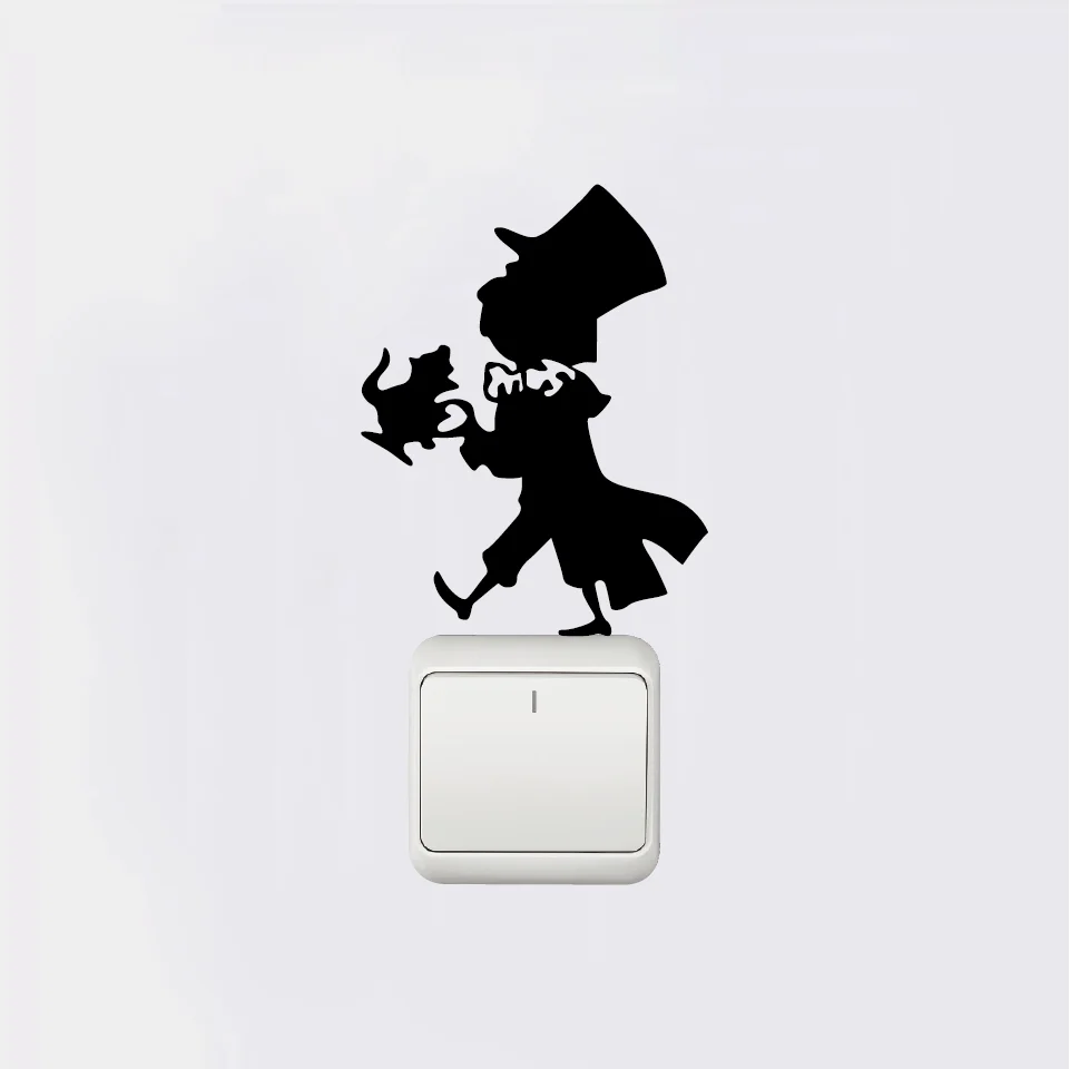 KG-233 Mad Hatter Switch sticker-Наклейка на стену Hatter-Alice In Wonderland Настенная Наклейка для дома обои