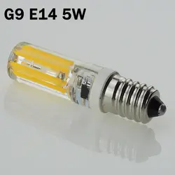 G9 E14 LED AC220V 5 Вт затемнения светодиодные лампы 2809 SMD COB Spotlight лампочки люстра свечи Кристалл Силиконовые заменить галогенные