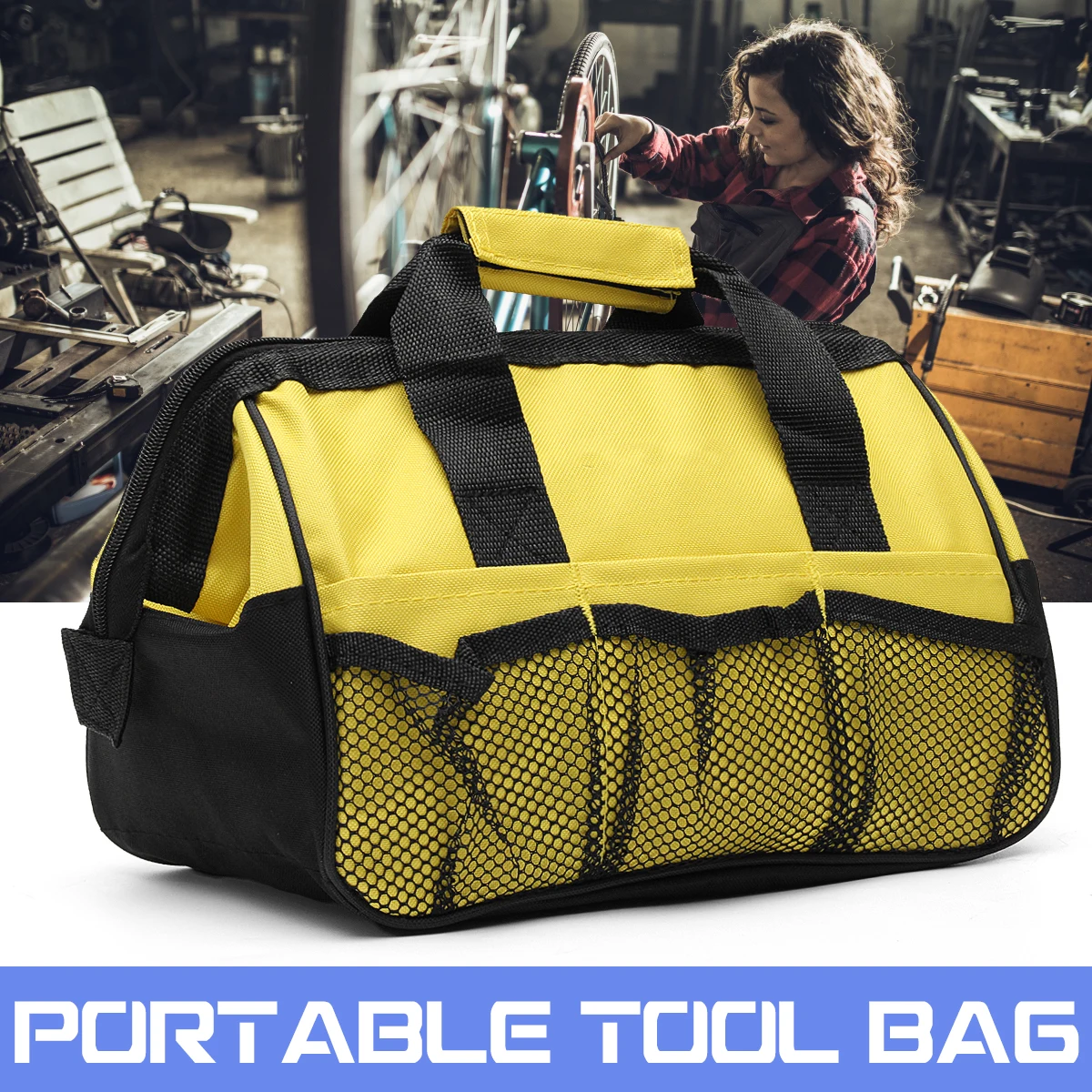 

12 Inch Tool Bag Hard Bottom Heavy Duty Toolbag With Mulpockets For Tool Storage Appliance Repair Kit Hardware Case 31x18x22cm