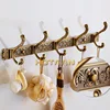 Robe Hooks Luxury Bathroom Wall Carving Antique Robe Hooks 5 Row Hook Coat Hanger Door Hooks For Bathroom Accessories YT-3012 ► Photo 2/6