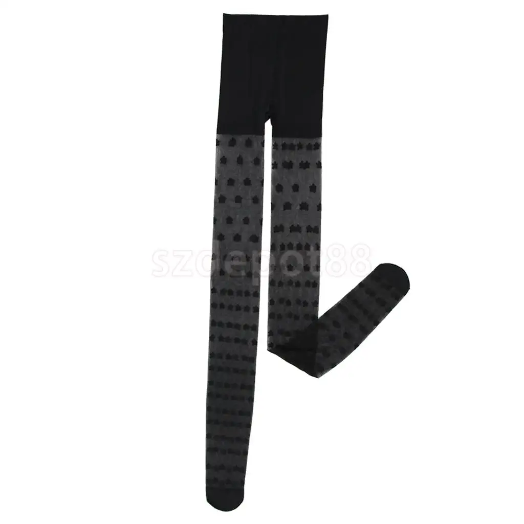 Women Lady Fashionable Sheer Tights Geometric Polka Dot Floral Patterned Elastic Pantyhose Long Stockings