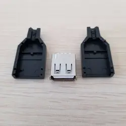 100 компл./лот USB 2,0 Тип Женский адаптер с корпусом Разъем DIY черный