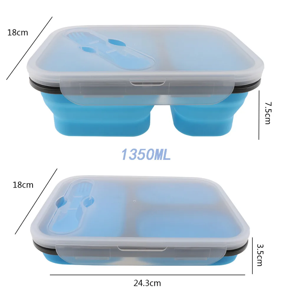 1100 мл Силиконовый складной переносной Ланч-бокс большой емкости, Ланч-бокс, складной Ланч-бокс, экологически чистый