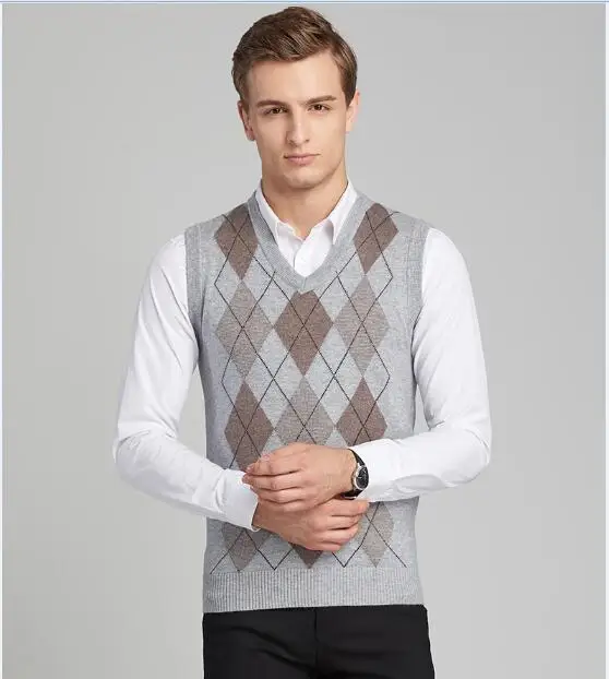 wool sweater vest mens cashmere pullover men V neck sweaters 2017 ...