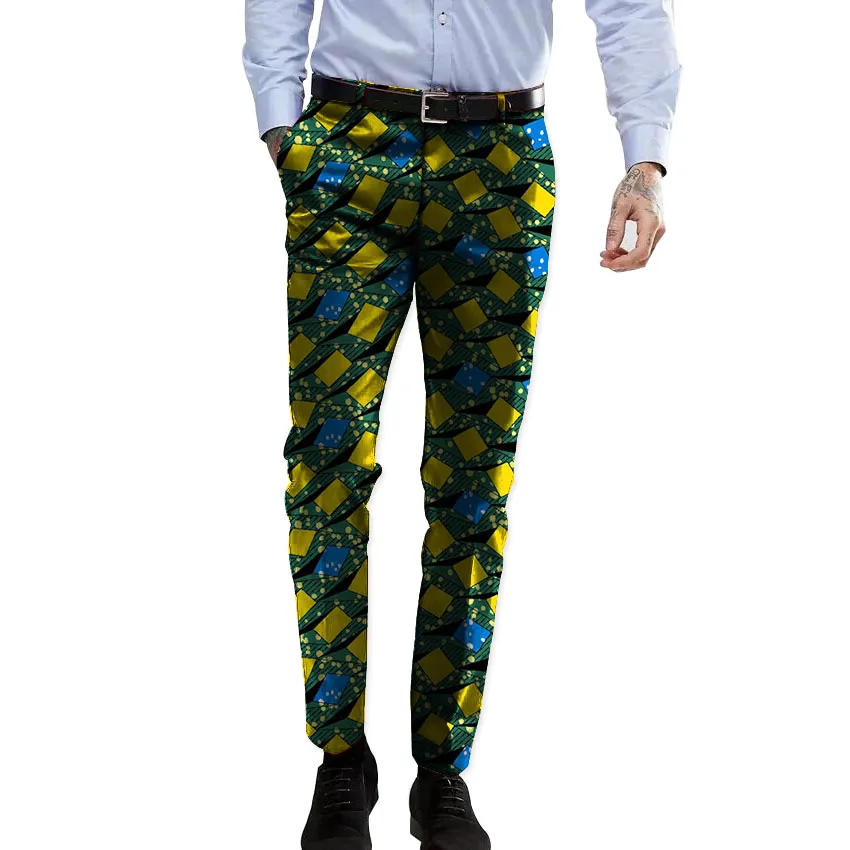 Модные Повседневное африка печати мужской костюм Штаны человек в африканском стиле Мотобрюки Дашики праздничный узор Костюм