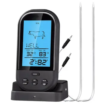 

HOT-Double Probes Wireless Digital Kitchen Thermometer Lcd Display Temperature Timer Alarm For Cooking Meat Grill Oven Food Bb