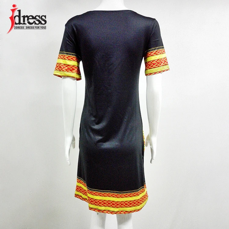 IDress S-XXXL Plus Size Sexy Casual Summer Dress Women Short Sleeve Party Dresses 2017 Black Vintage Traditional Printed Dresses (5)