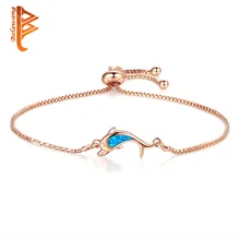 BELAWANG модные кристалл из опала подвеска-Дельфин и браслет для Для женщин простой Регулируемый браслет цвета розовое золото ювелирные изделия вечерние подарок