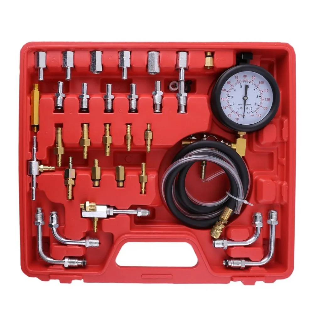 

Professional Gasoline Pressure Tester Compression Meter Automotive Tools 0-10 Bar Fuel Injection Pressure Tester Kit
