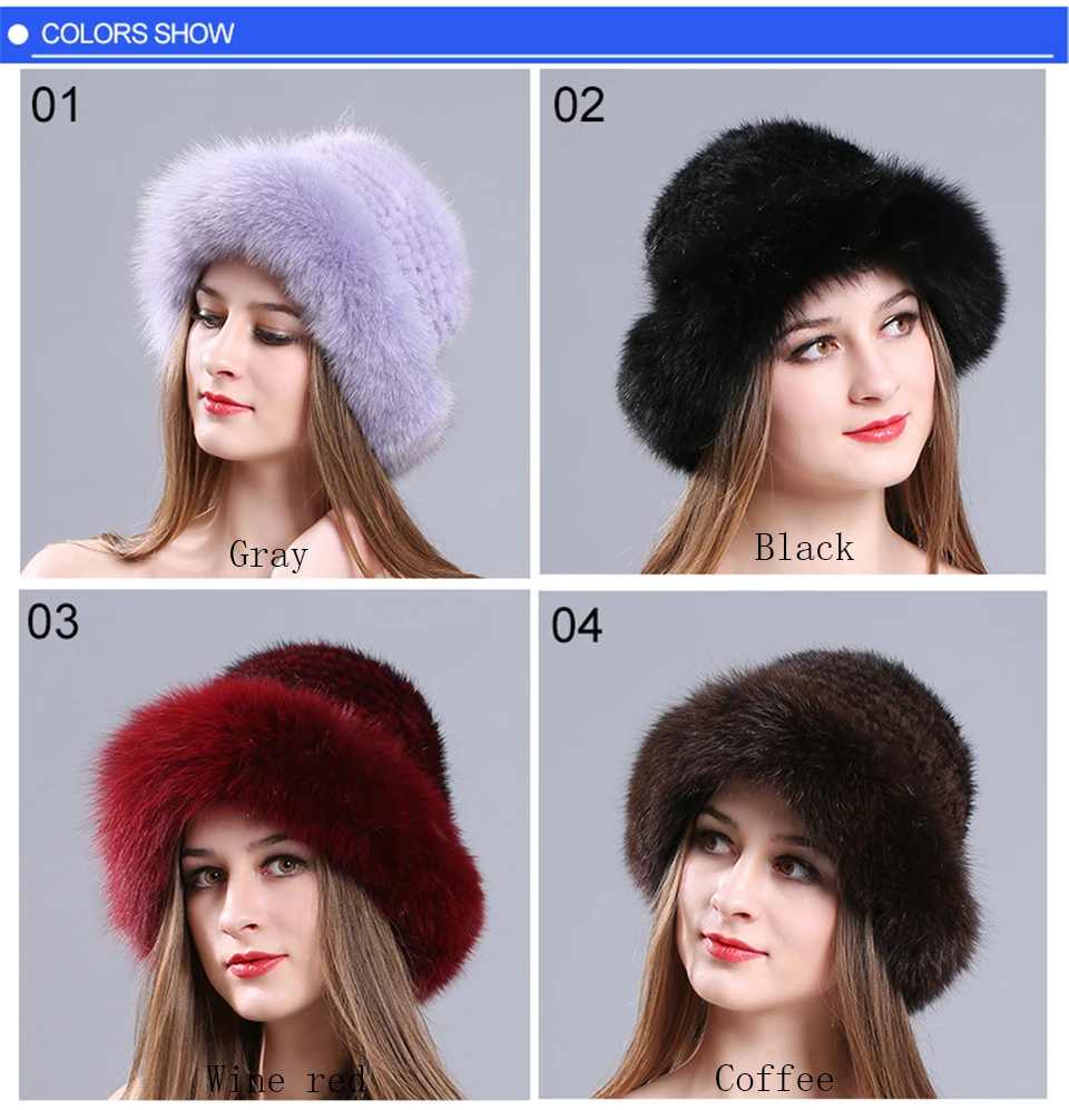 Норковая меховая шапка вязаная, головные уборы женские шапочки с лисьим мехом помпоны из натурального меха шапка принцессы из натурального меха русские шапки эластичные шапочки