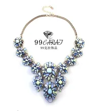 99CARATS moda joyería nuevo venir elegante oro aleación Color colorido flores brillantes de piedras preciosas artificiales collar para mujeres