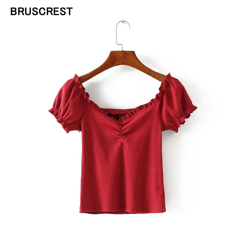 Винтажный летний топ с квадратной горловиной и пышными рукавами рюшами женский в