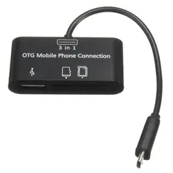 3в1 Micro USB адаптер SD кардридер для OTG мобильного телефона новый черный